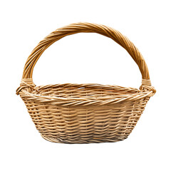 Handmade Straw Container with a Handle Rustic Wicker Basket on a transparent png background baskets