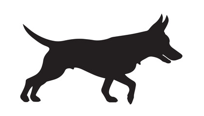 Dog silhouette. Vector illustration of dog silhouette. Vector black silhouette of a dog isolated on a white background.