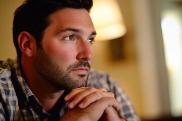 Portrait of a person pondering, useful for articles and blog posts about introspection and decision making