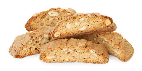 Traditional Italian almond biscuits (Cantucci) isolated on white