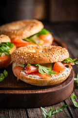 Bagel sandwich with salmon