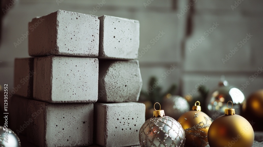 Aufkleber a stack of cement blocks placed on a flat surface