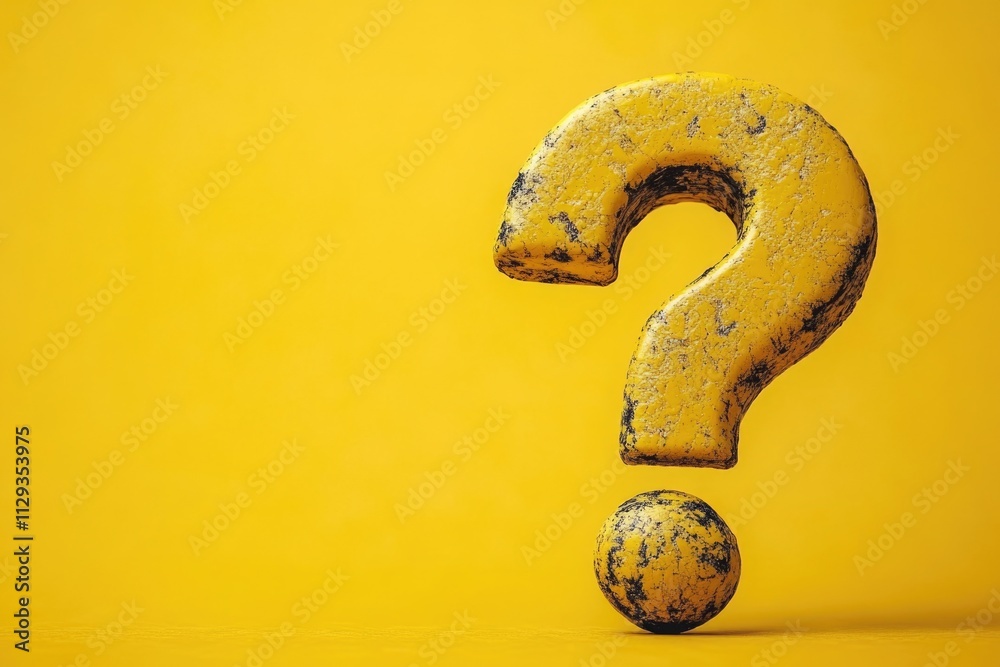 Poster A bright yellow question mark symbol on a matching background