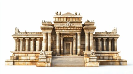 Obraz premium Ancient stone temple, columns, wide steps, statues.