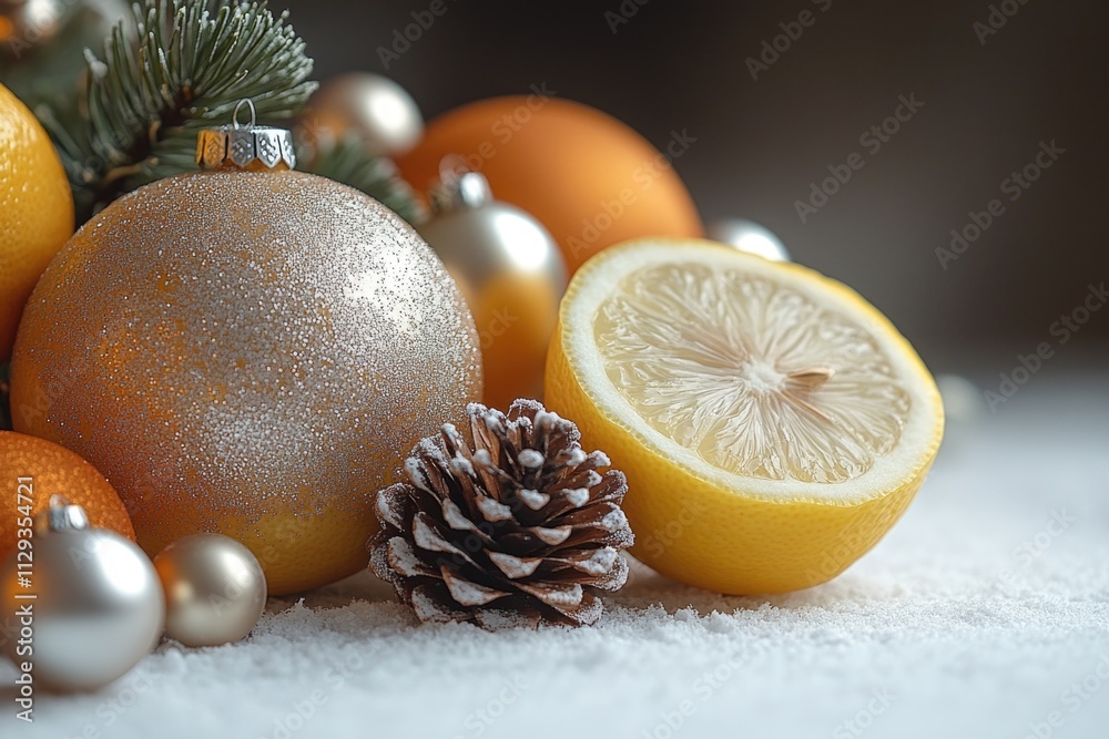 Poster fresh fruit display on a table