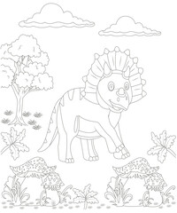 Unique Dinosaur coloring page for kids and adults. Dinosaur coloring page for children 