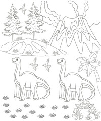 Unique Dinosaur coloring page for kids and adults. Dinosaur coloring page for children 