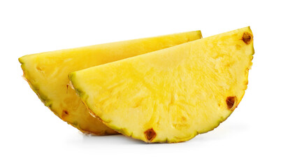 Pieces of juicy pineapple isolated on white