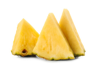 Pieces of juicy pineapple isolated on white
