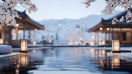 A serene onsen scene