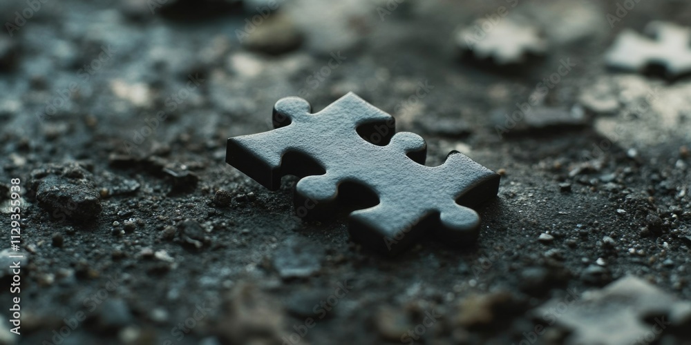 Poster a single puzzle piece sits on the ground, ready to be used in a larger puzzle