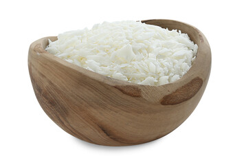 Soy wax in bowl isolated on white
