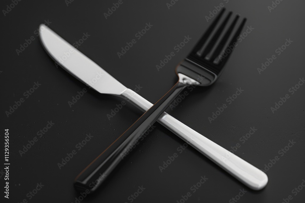 Poster two forks and one knife arranged on a table