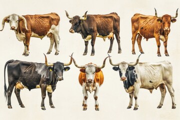 A group of cows standing side by side in a field or pasture