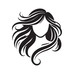 Stylish Women Hair Silhouette Icon - Vector Illustration for Beauty and Fashion Logo Design, Ideal for Hair Salon, Spa, and Cosmetic Branding