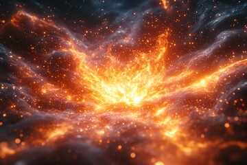 A vibrant burst of orange and yellow energy in the air