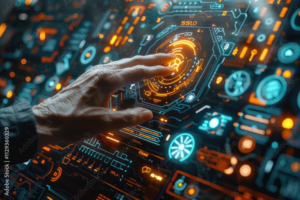 Poster A person interacting with a computer screen, possibly in an office or home setting