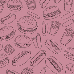 fast food seamless patterns