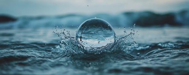 Beautiful Globe Under Bubbling Water, Generative AI