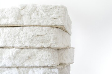 A collection of white pillows stacked on top of each other, ideal for use in still life or product photography