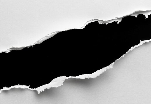 黒い背景を持つ破れた紙のテクスチャーとその形状の詳細