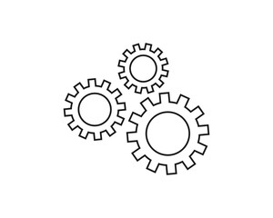 Gear icon line style. Gear editable stroke different color symbol. Cogwheel, engine, mechanism