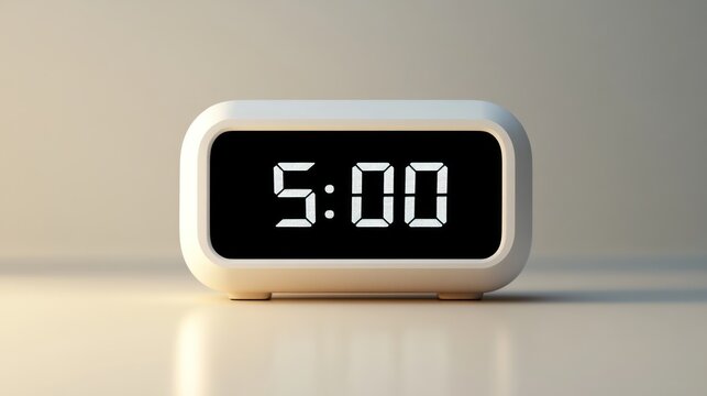 White digital alarm clock displaying 500 AM.