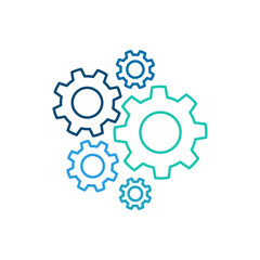 Outline gear or cogwheel icon with different color. Editable stroke