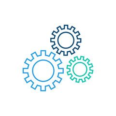 Gear icon line style. Gear with different color symbol. Cogwheel, engine, mechanism