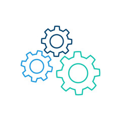Outline gear icon. Cogwheel symbol. Setting, mechanicsm. Vector illustration