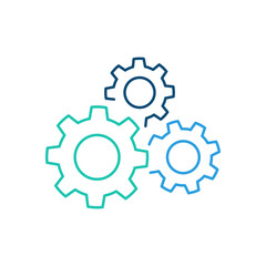 Gear icon symbol. Gear outline with different color. Editable stroke