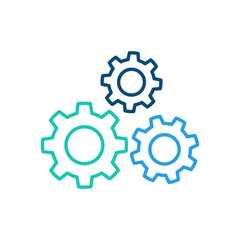 Cogwheel icon with different color. Outline cogwheel mechanism symbol. Editable stroke