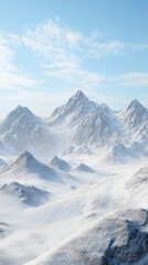 Fototapeta premium Majestic snow covered mountains with evergreen trees under clear blue sky