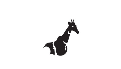 Fototapeta premium Giraffe silhouette isolated on white. Vector illustration. Giraffe Silhouette. Animal silhouette. 