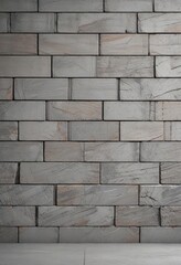 Obraz premium Fragment of gray concrete wall with brickwork pattern , brickwork, exterior wall decoration, urban decor