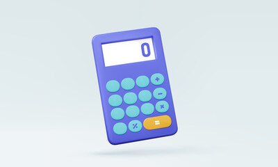 Purple calculator and basic math plus minus multiplication divide number education Mathematic learning economics of accountant calculation financial business tax or vat 3D vector illustration