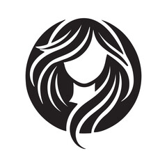 Feminine Hair Silhouette Logo Design

