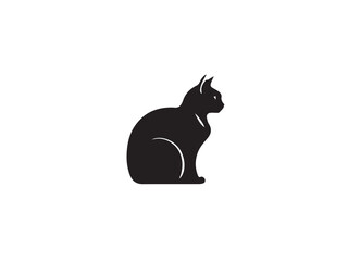 Black cat silhouette isolated on white background. Cat silhouette vector. Black silhouette of cat. Vector illustration.