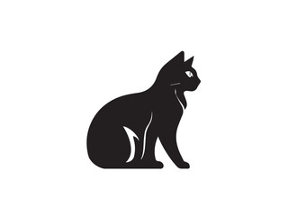 Black cat silhouette isolated on white background. Cat silhouette vector. Black silhouette of cat. Vector illustration.