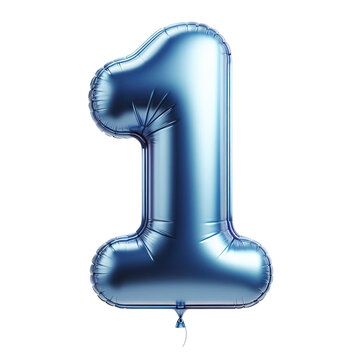 recommend clip art: Blue color Number 1 Balloon, Shiny balloon shape party decoration, isolated on transparent cutout PNG