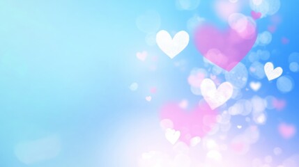 Colorful hearts float against a serene blue backdrop, capturing the spirit of love and affection perfect for Valentine's Day celebrations.