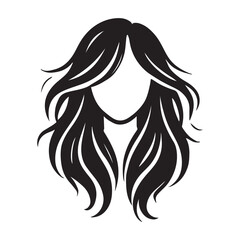 Minimalist Girl Hair Silhouette Logo Design

