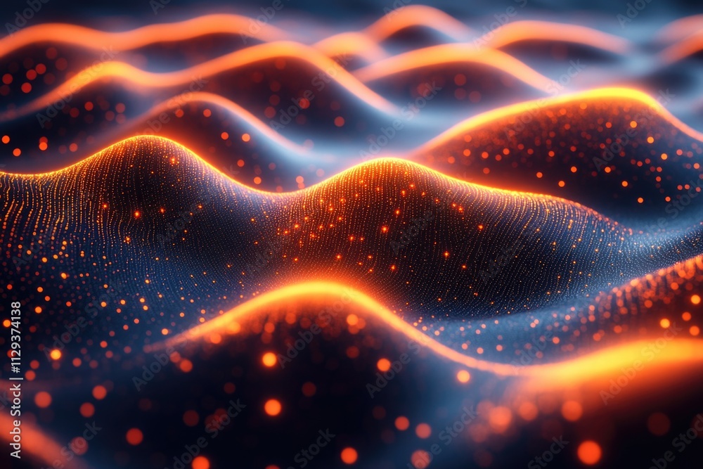 Fototapete A digital illustration of wave patterns and dots, suitable for use in presentations or data visualization