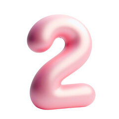 Naklejka premium pink color Number 2 Balloon, Shiny balloon shape party decoration, isolated on transparent cutout PNG