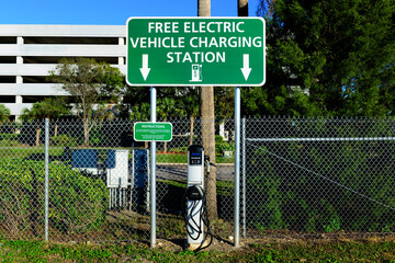 Free  electrical vehicle EV charging station at Tampa International Airport