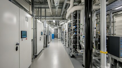 Obraz premium Industrial interior of water treatment plant.