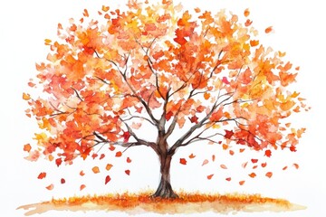 Stunning Autumn Watercolor Artwork of a Tree