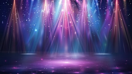 Magical Stage Lighting with Purple and Blue Rays