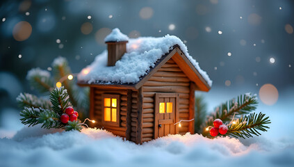 Charming Cabin Gift Box with Evergreen Accents