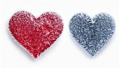 Watercolor hearts. Winter love. Frozen heart isolated on white background